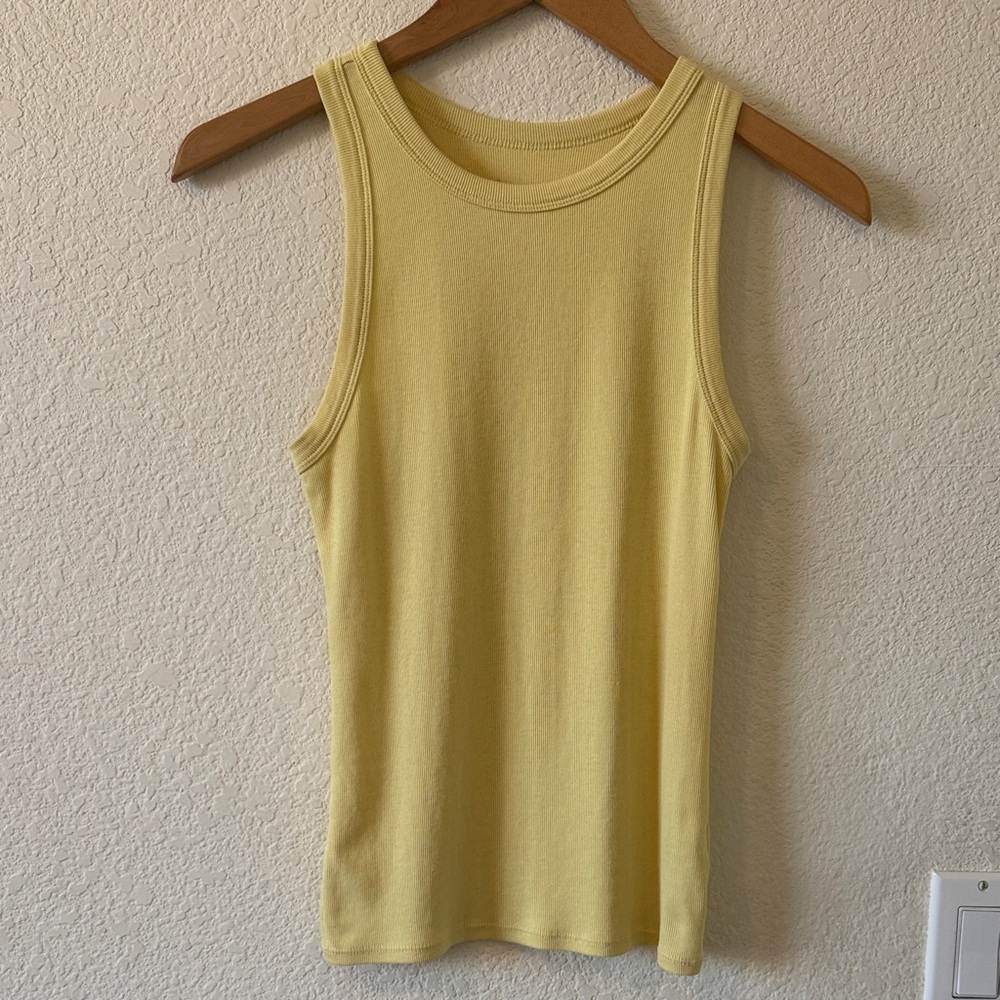 A new day Soft & Stretchy Ribbed Knit Tank Too, Medium, Yellow